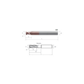 HPMT SE 45R TORUS SHORT FLUTES LONG REACH ENDMILLS - LONG / WITH RECESS, 2 FLUTES 906/786/A28/A99