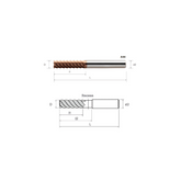 HPMT SE 60 LONG MULTIFLUTE ENDMILLS/WITH RECESS, 6-8 FLUTES A44/A45