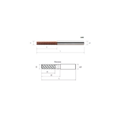 HPMT SE 60 ENDMILLS MULTIFLUTE EKSTRA PANJANG / DENGAN RESES, 6 - 8 FLUTE A46/A47
