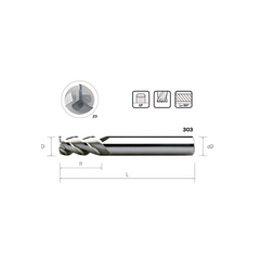 HPMT AL SE ENDMILLS, 3 FLUTES 303