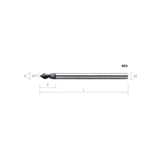 HPMT NC SPOTTING DRILLS, 60° POINT ANGLE 662/953