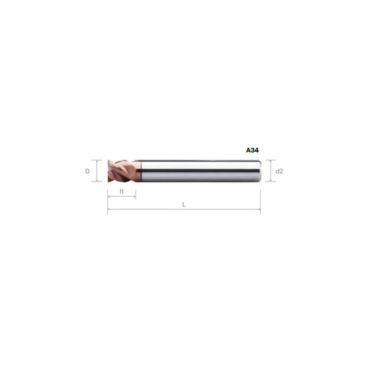 HPMT SE 60 SHORT FLUTES ENDMILLS, 4 FLUTES A34