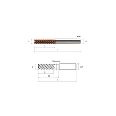 HPMT SE 60 ENDMILLS MULTIFLUTE PANJANG/DENGAN RESES, 6-8 FLUTE A44/A45