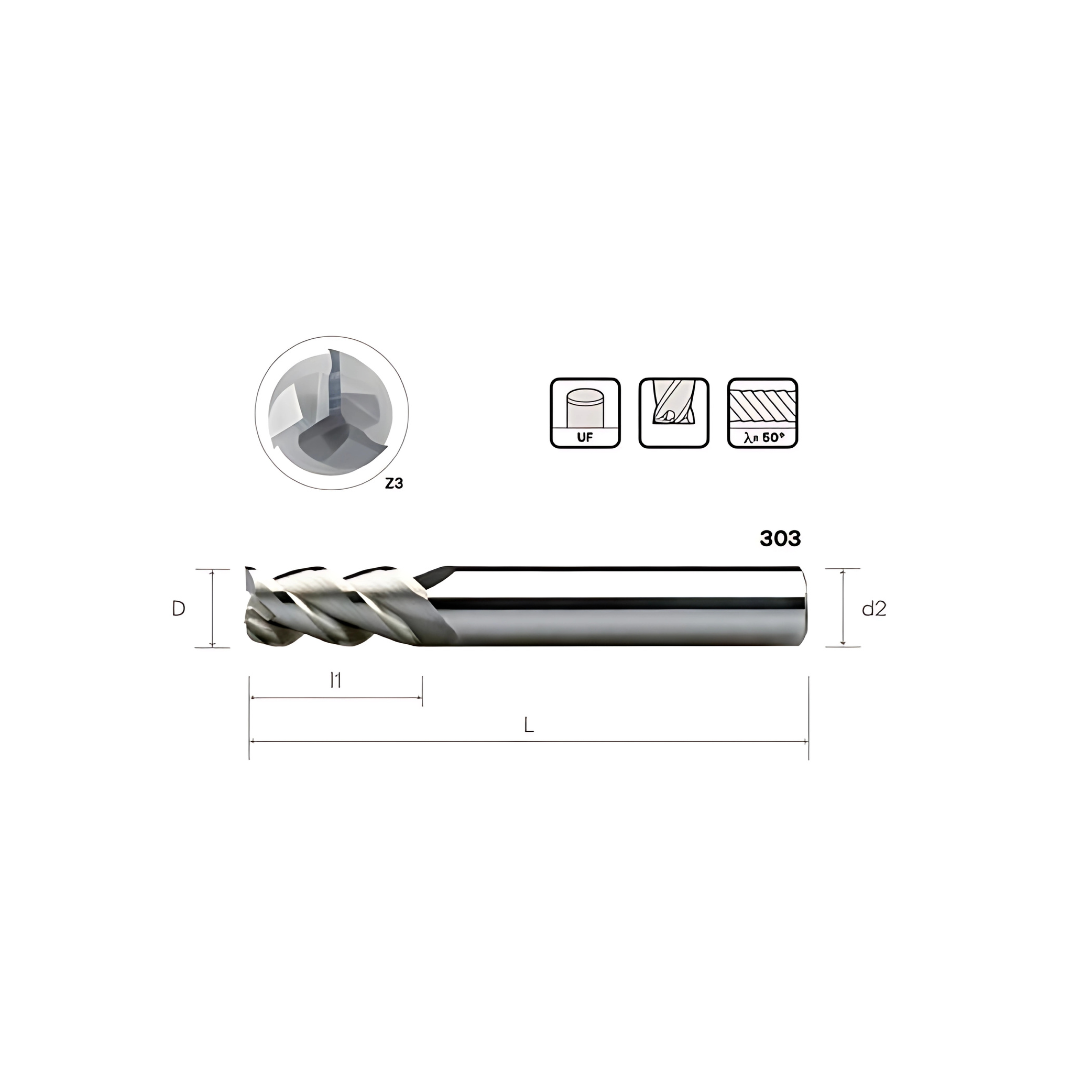 HPMT AL SE ENDMILLS, 3 FLUTES 303
