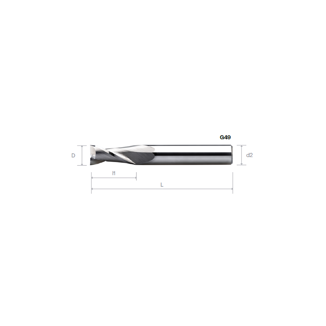 HPMT AL SE ENDMILLS, 2 FLUTES G49