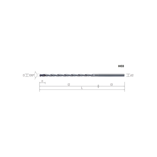 HPMT DR MINI OIL FEED MINIATURE TWIST DRILLS - 135° POINT ANGLE - 5 X Ø, 8X Ø, 12 X Ø, 15X Ø, 20X Ø, 25X Ø, 30X Ø H03