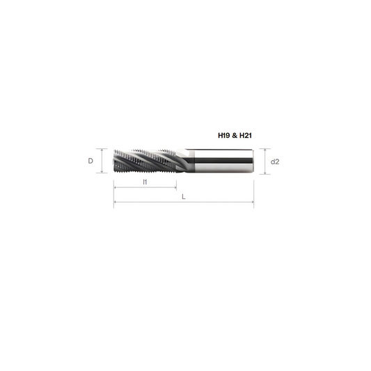 HPMT THREAD MILL M/MF ENDMILLS WITHOUT INTERNAL OIL HOLE, 3/4/5 FLUTES H19H21