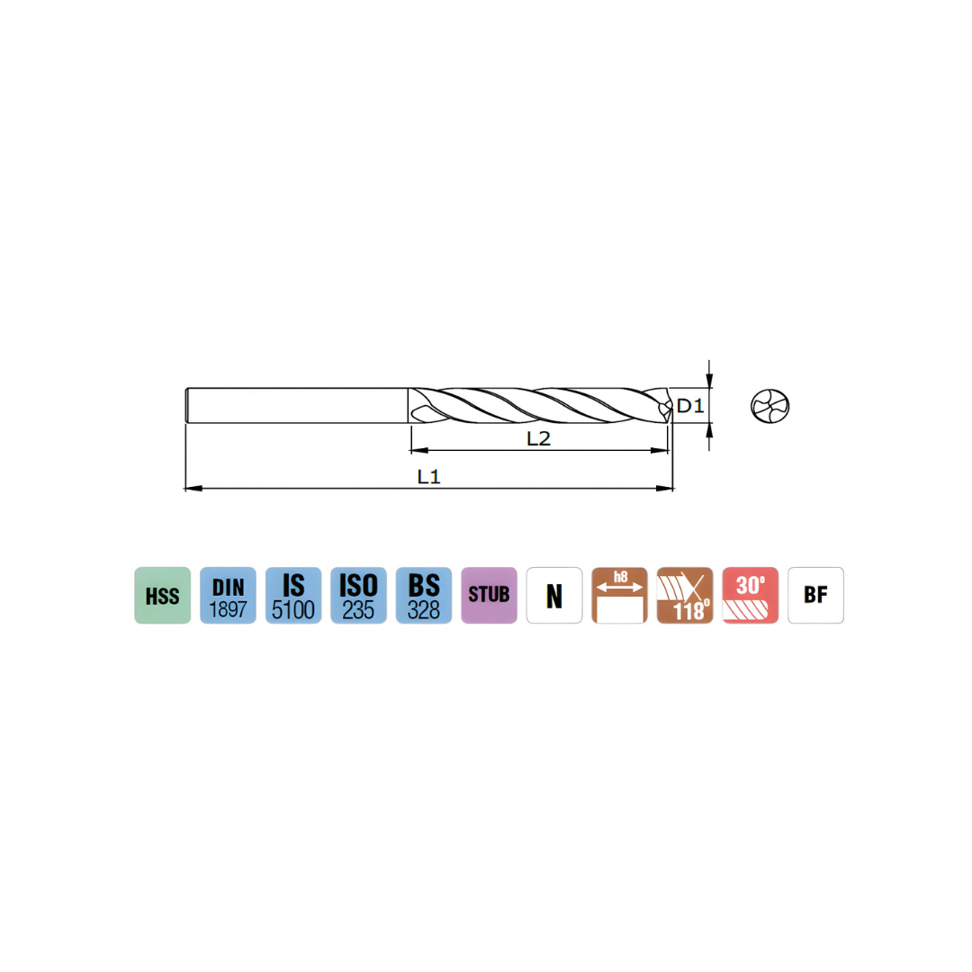 TOTEM HSS PARALLEL SHANK TWIST DRILL - JOBBER SERIES