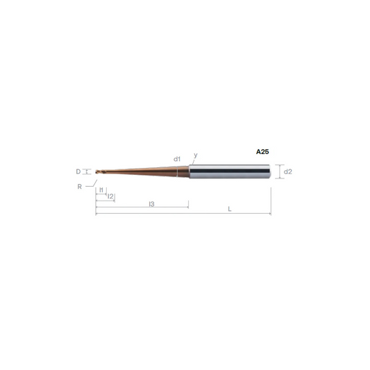 HPMT SE 45 TORUS ENDMILLS WITH TAPER NECK, 2 FLUTES A25