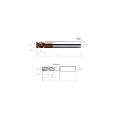 HPMT SE 60R TORUS ENDMILLS, SULUR PENDEK / DENGAN RESES, 4 SULUR A48/A49