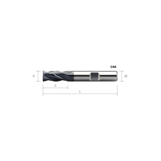 HPMT NITICO 30 ENDMILLS WITH WELDON, 4 FLUTES C44